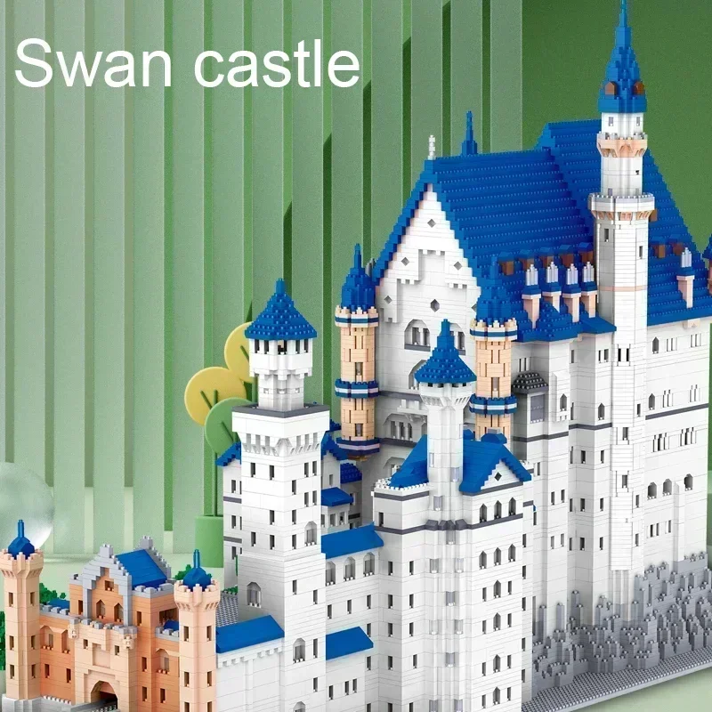 Swan Stone Castle Building Blocks, Mini City, mundialmente famoso arquitetura tijolos, brinquedos educativos para crianças, novos presentes, 11810 pcs