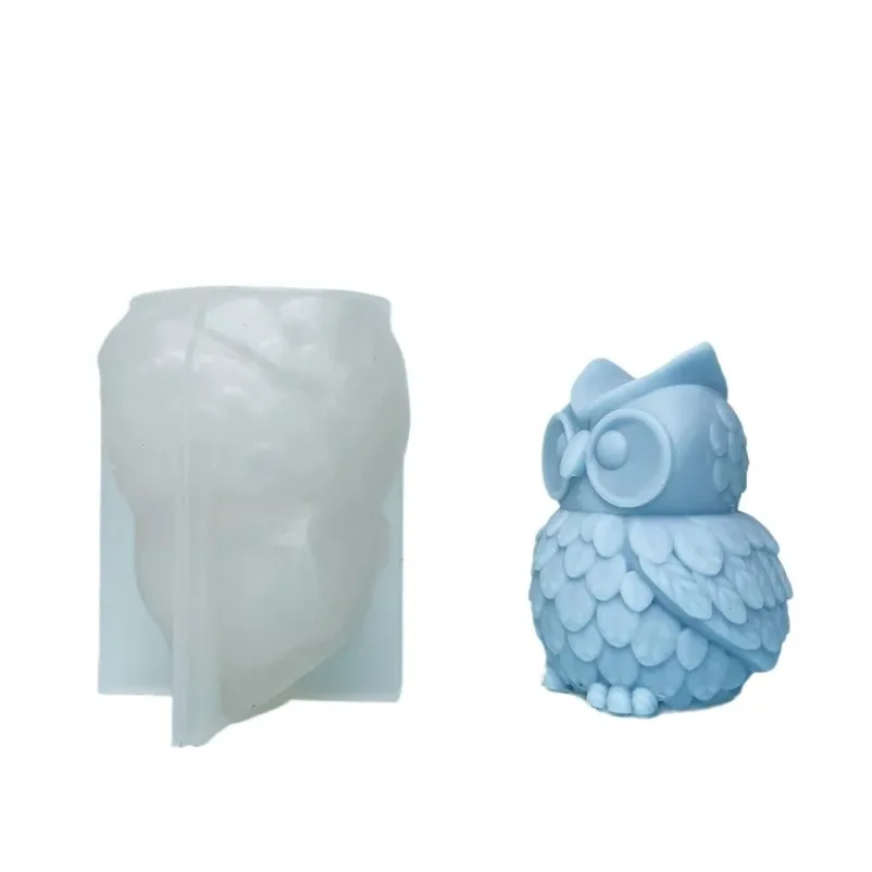 Cute Owl Silicone Candle Molds 3D Owl Soap Plaster Resin Crafts Casting Mold DIY Handmade Animal Chocolate Ice Cake Baking Tool