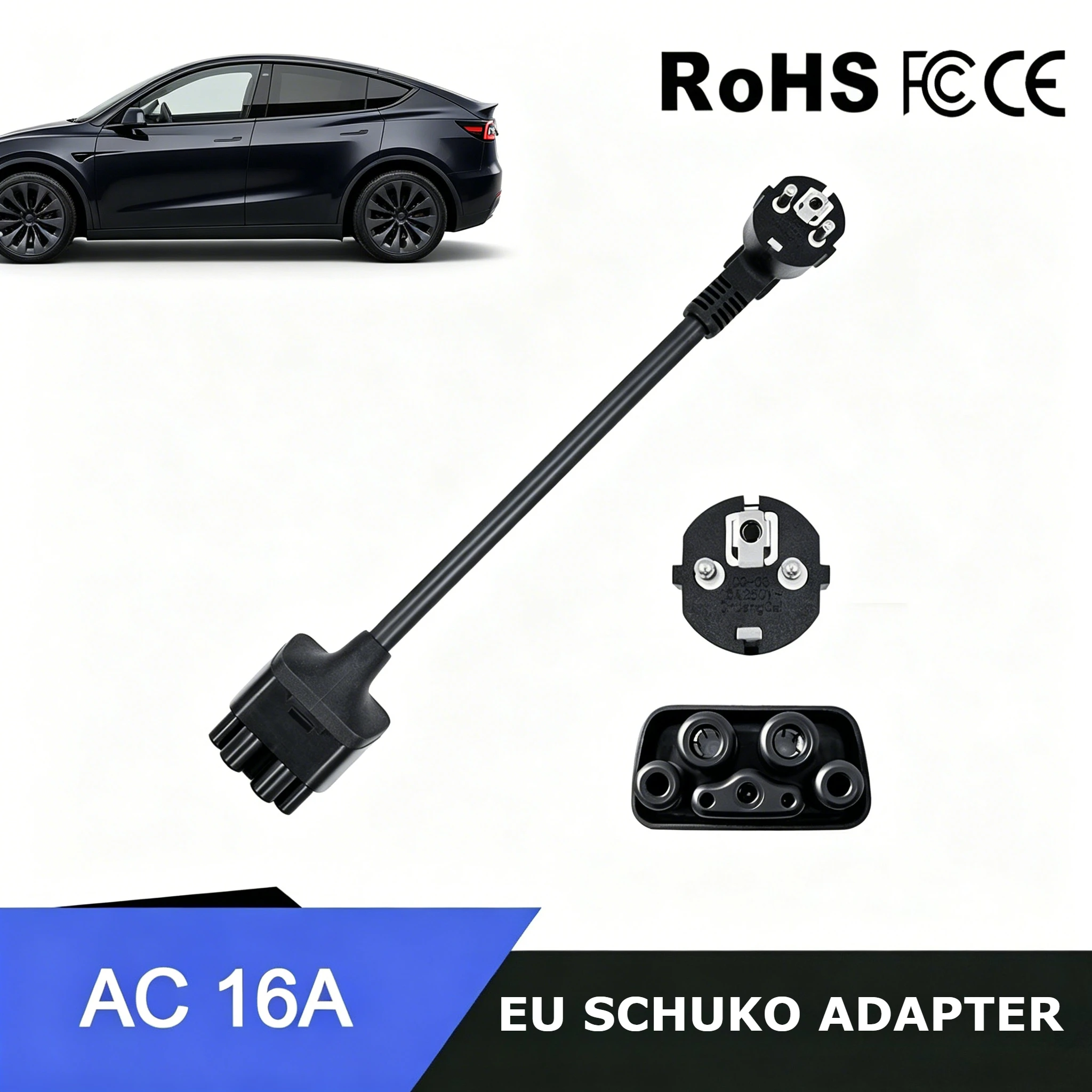 

NEMA Adapter EU 16A Schuko Adapter Gen 2 Universal Mobile Connector With TPE Cable EV Connector For Tesla Model S/Y/X/3