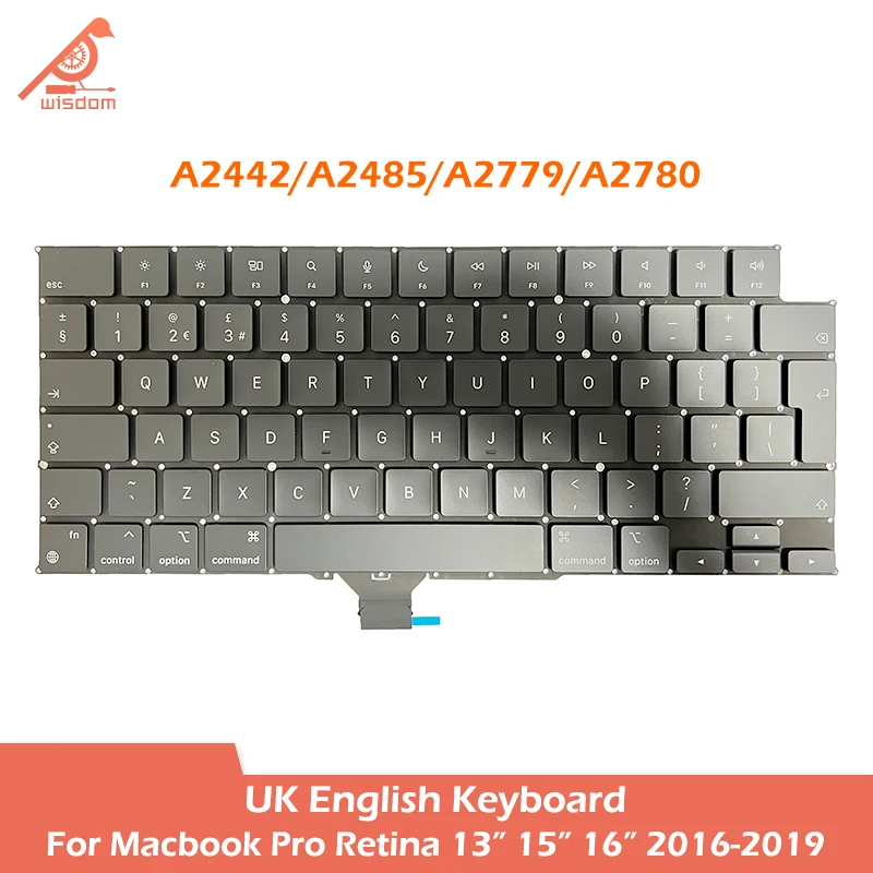 Laptop A2442 A2485 A2779 A2780 UK English Keyboard For Macbook Pro M1 M2 Pro/Max Retina 14