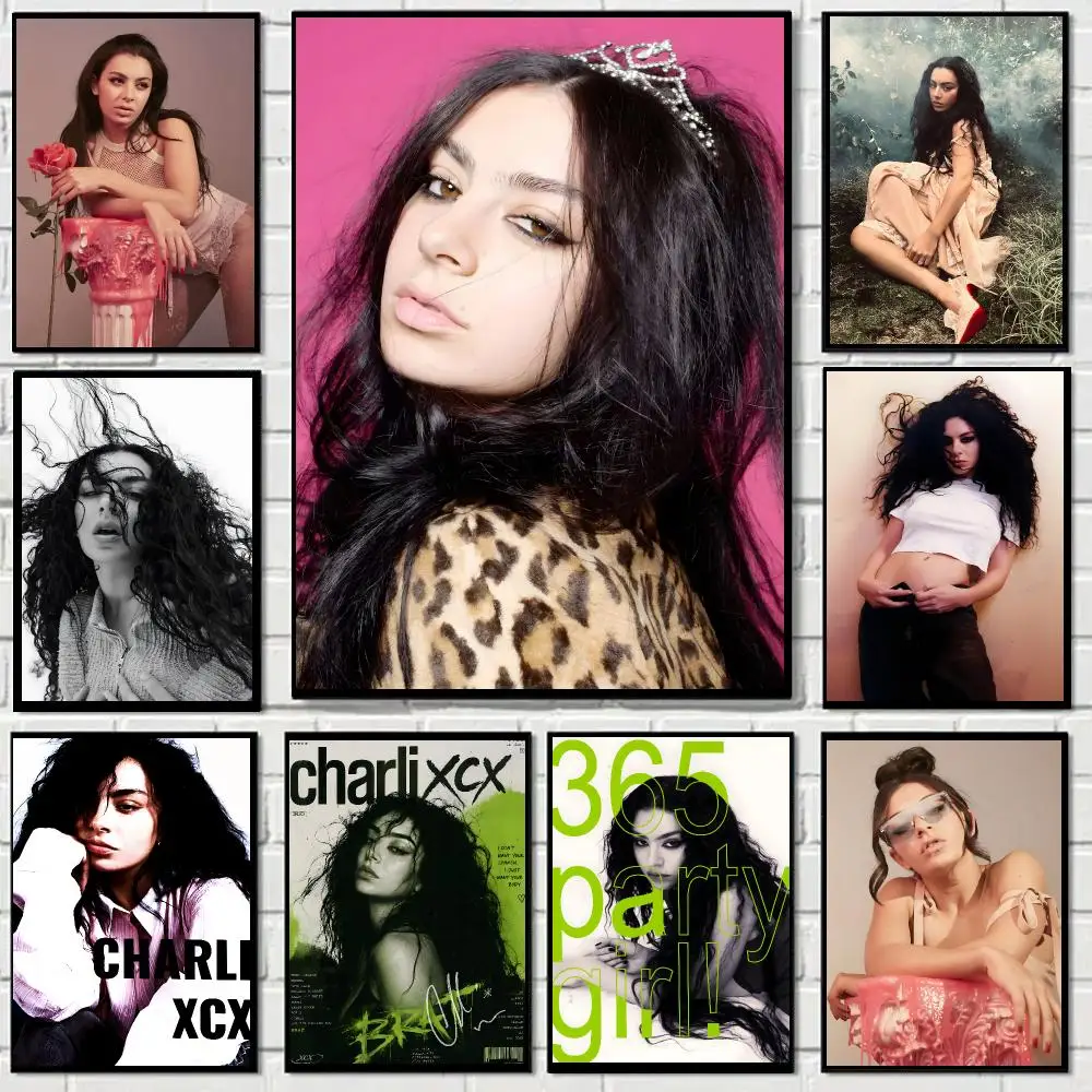 Charli XCX Singer Music Poster Self-adhesive Advanced Aesthetic Printing Paper Wall Art for Living Room Home Decor