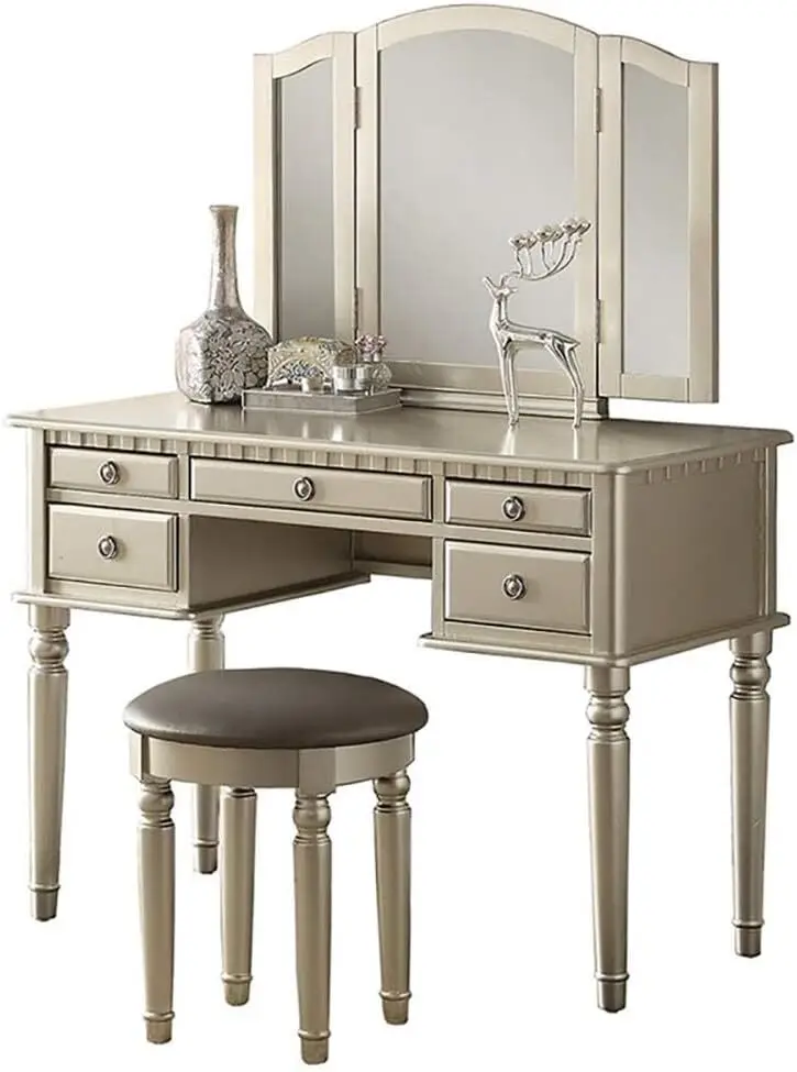 

Vanity Set with Stool, Silver