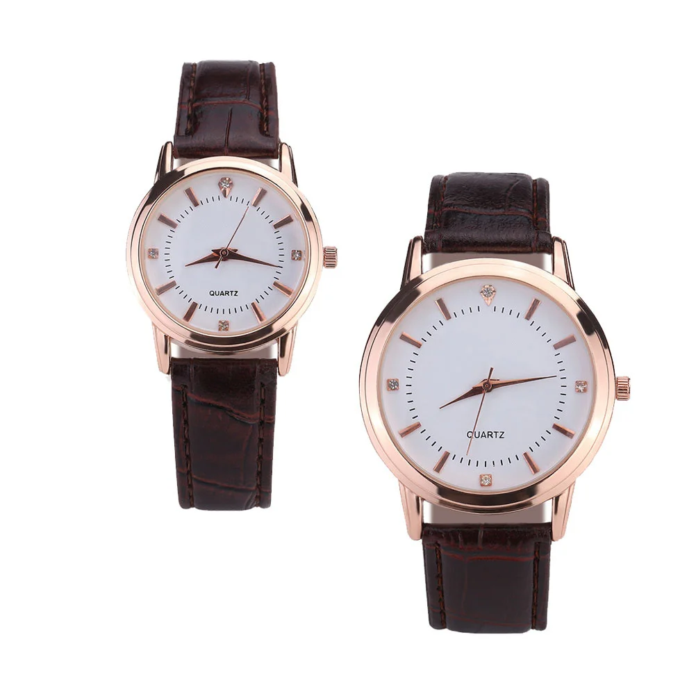 قطعتان من ساعة كوارتز للزوجين بحزام بسيط كاجوال بتصميم أنيق هدية لعيد ميلاد السنة الجديدة وعيد الحب