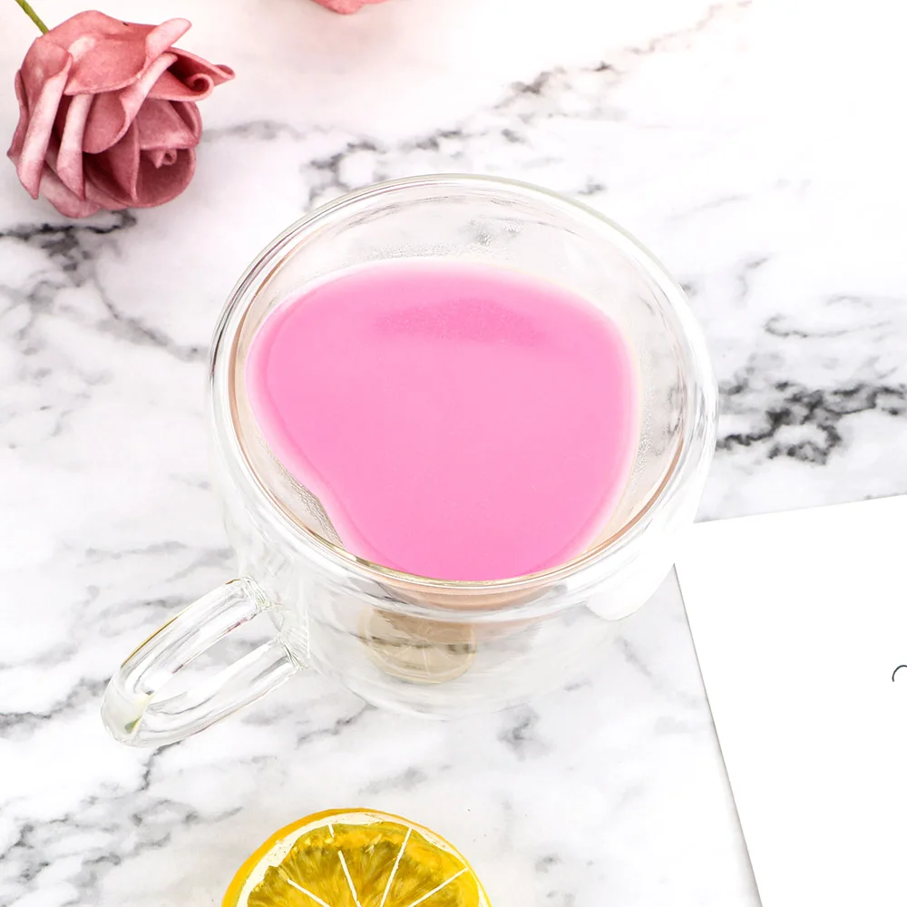 Tea Beer Mug Juice Cup Coffee Cups Mug Gift Double Wall Glass Mug 180ml/240ml Heat-Resisting Drinkware Heart Love Shaped