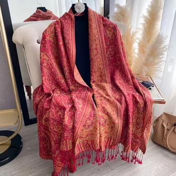 100% 羊毛圍巾 女士加厚羊絨冬季圍巾披肩 時尚女士羊絨圍巾 超大保暖圍巾 300克 8 最佳銷售 披羊絨女 - №7