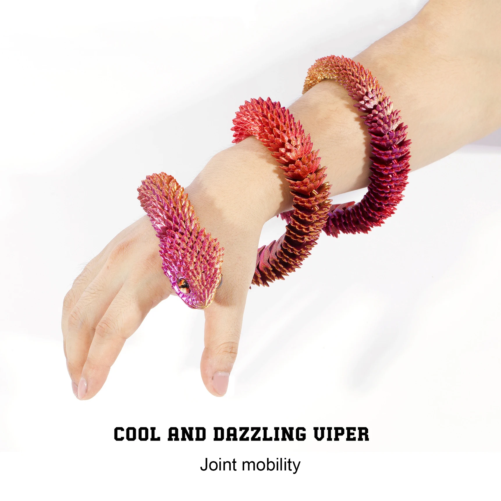 2026 3D Printed Snake Joint Integrated Movable Handicraft Ornament Creative colorful Luminous Snake Handicraft