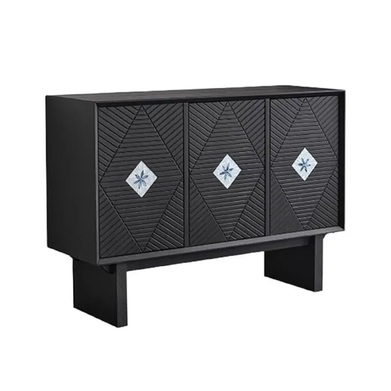 medieval solid wood dining side cabinet, small apartment living room storage black tea cabinet, retro foyer