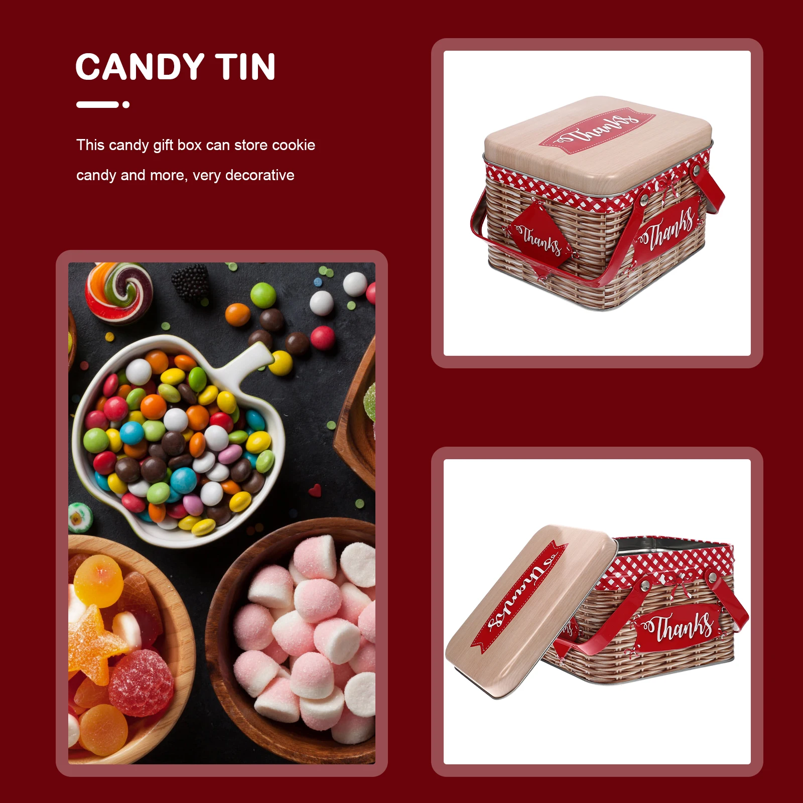 

Cookie Container Biscuit Box Portable Pastry Tin Iron Material Sealing Design Handle Wedding Birthday Gift Festival Metal Food