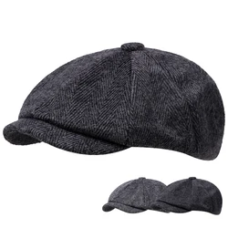 Sombrero de vendedor de periódicos para hombre y mujer, Boina octogonal suave de Pintor británico, sombrero plano de espiga gris, venta al por mayor, Otoño e Invierno