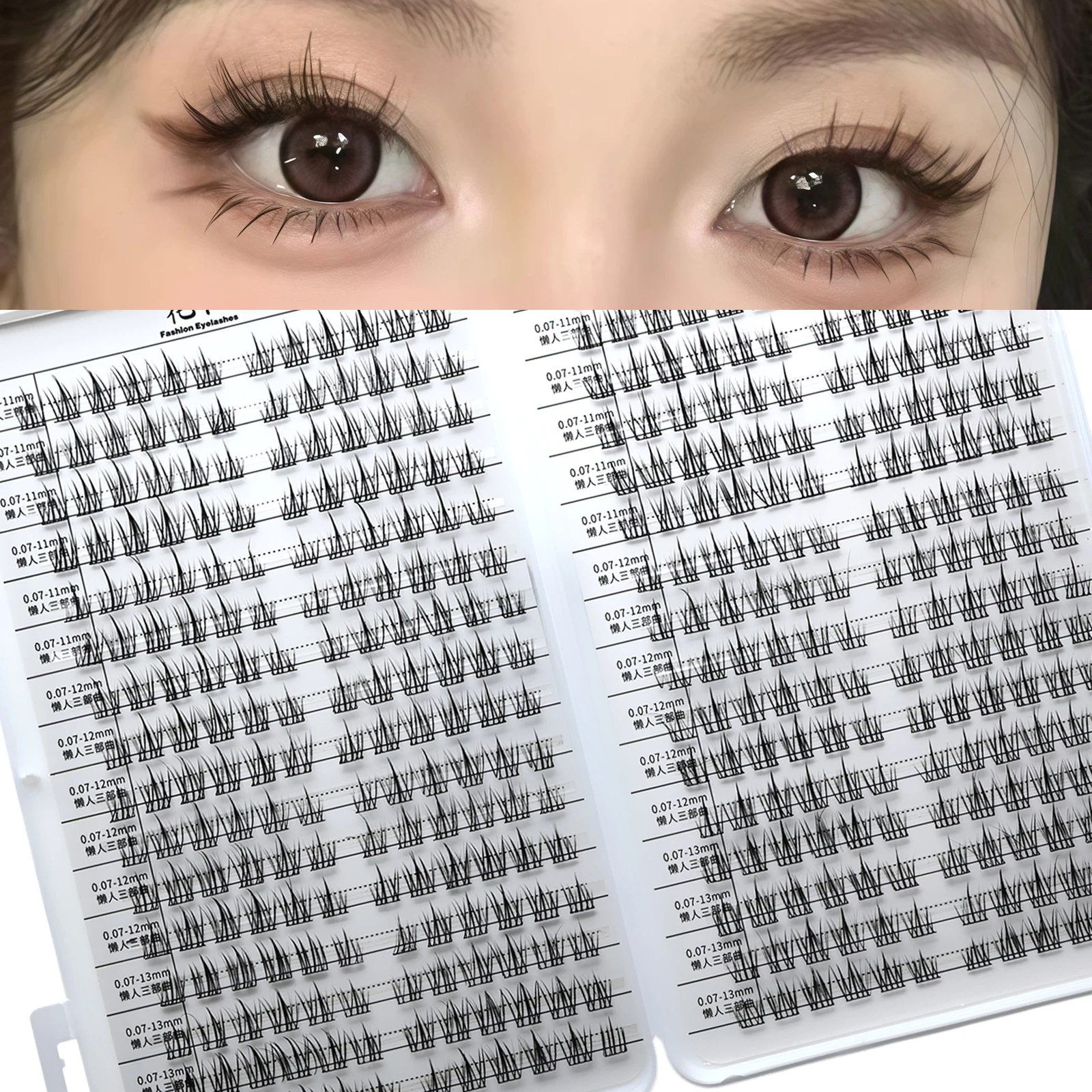Wimpernbüschel Natürliche Dicke Einzelwimpern 11-13mm Gemischte Längen DIY Wimpernverlängerung für Zuhause Weich & Leicht – Detail 1