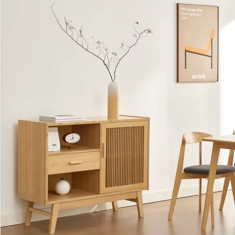 Natural Bamboo Sideboard Cabinet Modern Nordic Style High Quality Storage Furniture for Living Room Bedroom Hallway Decor