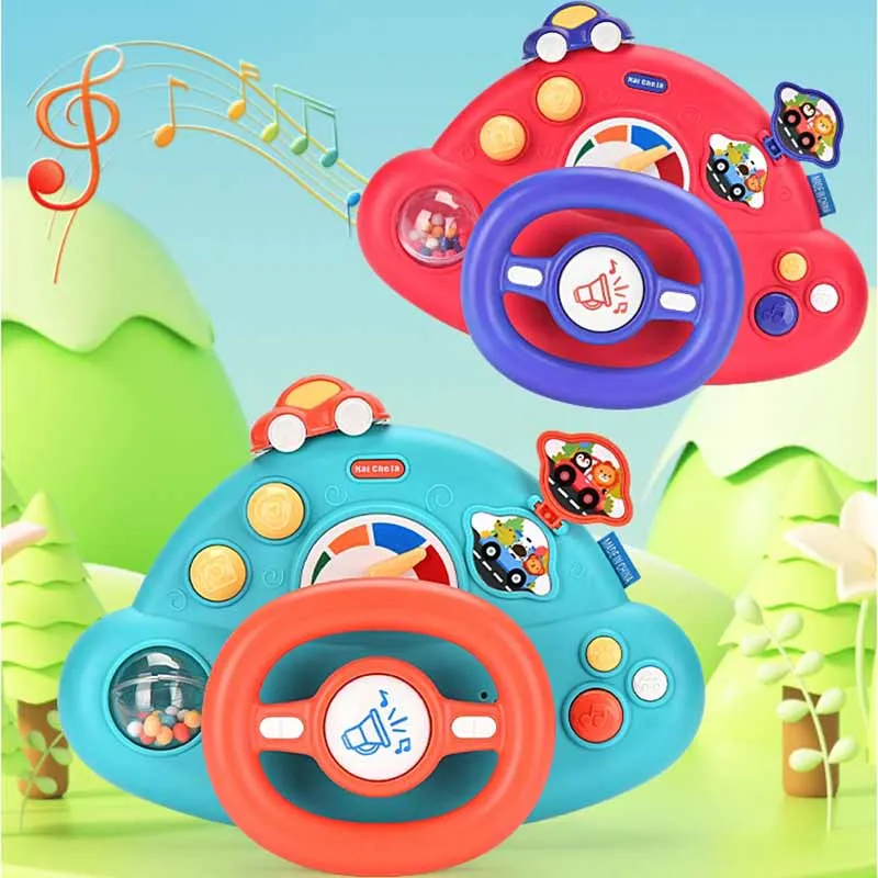 Baby Early Education Puzzle Toys Simulation Steering Wheel Toys Driving Car Steering Wheel Toys Multi-function With Music Toys