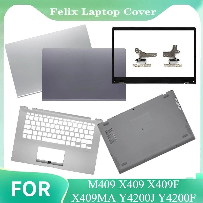 For M409 X409 X409F X409MA Y4200J Y4200F NEW Laptop LCD Back Cover Front Bezel Hinges Palmrest Bottom Case 14in Silver/Gray