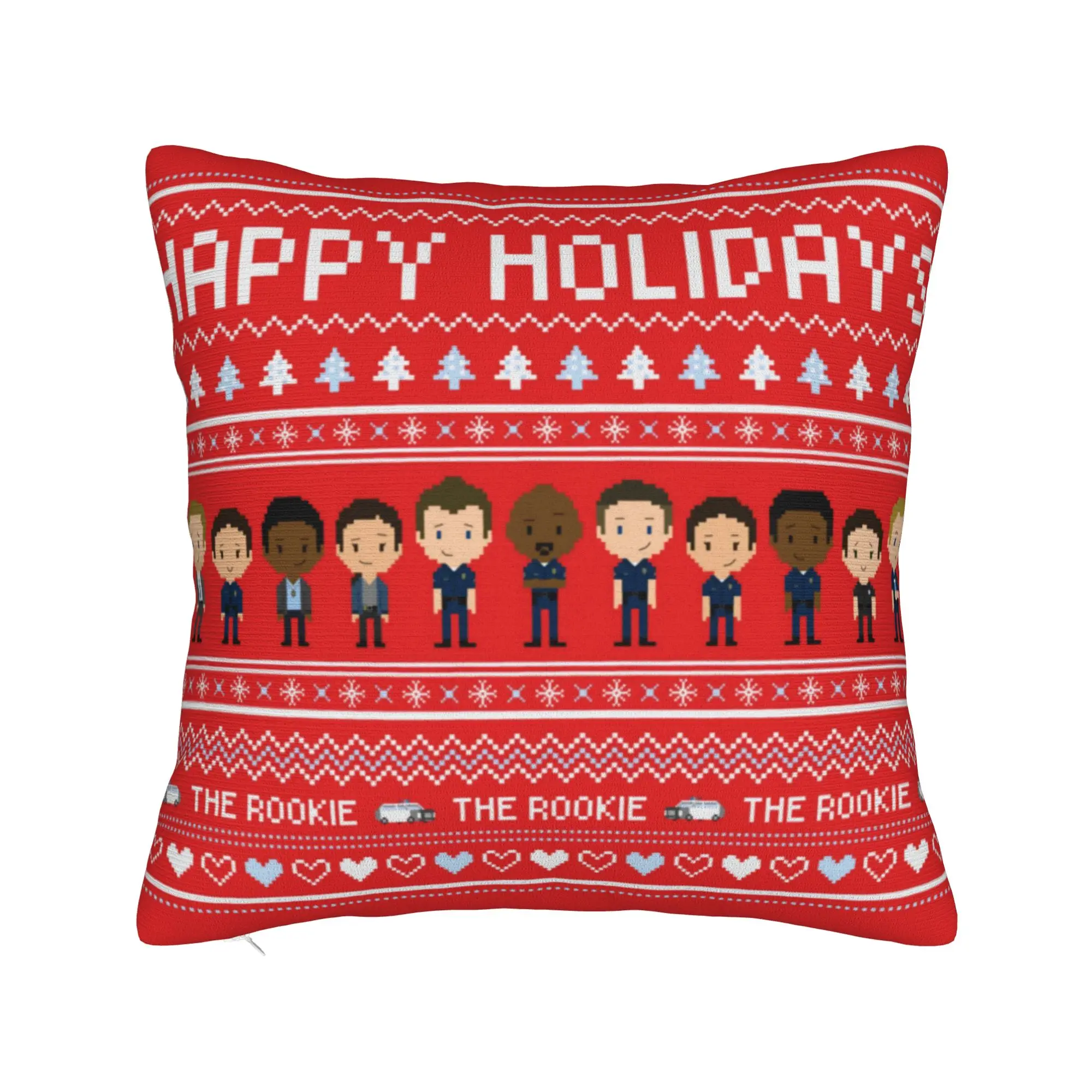 The Rookie Fam Happy Holidays Pillow Case  Cute Funny Pillow Cover Graphic Pillowcases For Living Room Chair