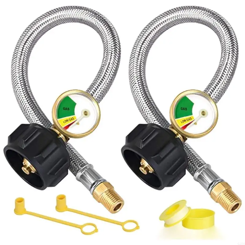 Pack of 2 C3H8 Hoses 15 Foot Untarnished Plaited with Pressure Measure for Gas Structure
