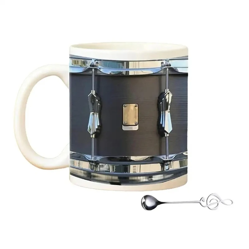 Vintage Drum Design Mugs 350Ml Ceramic Cup Tea Coffee Juice And Milk Drinkware Home Office Desktop Pen Holder Drummers