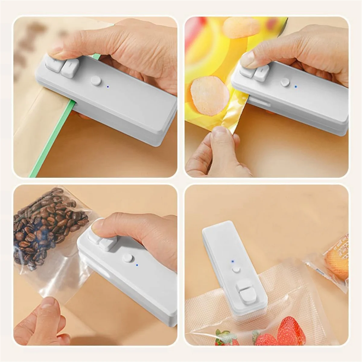 Mini Bag Sealer Heat Seal Tool 2 In1 Rechargeable Portable Handheld Vacuum Food Sealer Mini Sealing for Snacks Vegetable image 5