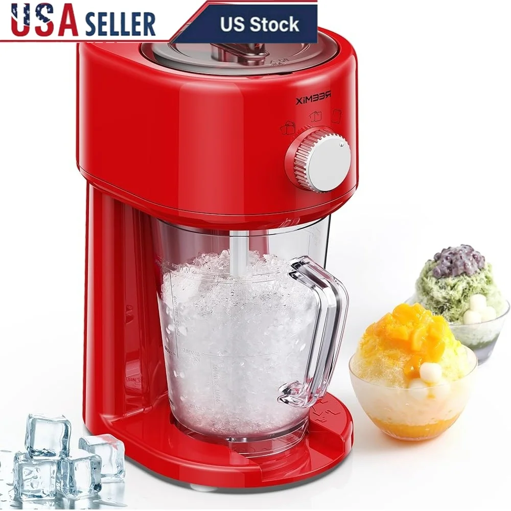 

Electric Shaved Ice Machine Ice Shaver Snow Cone Maker Portable Ice Crusher Adjustable Thickness Easy to Use Large Capacity