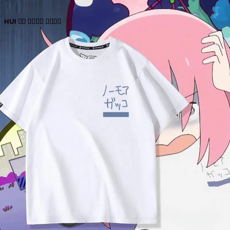 

Футболка с аниме-принтом, хлопковая, с круглым вырезом, свободного кроя, дышащая, с мультяшным принтом, повседневная, летняя