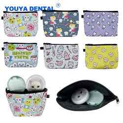 Cartoon Tooth Shape Dental Storage Bag Cosmetic Case Fake Teeth Denture Case Retainer Mouth Guard Braces Organizer Dentist Gifts