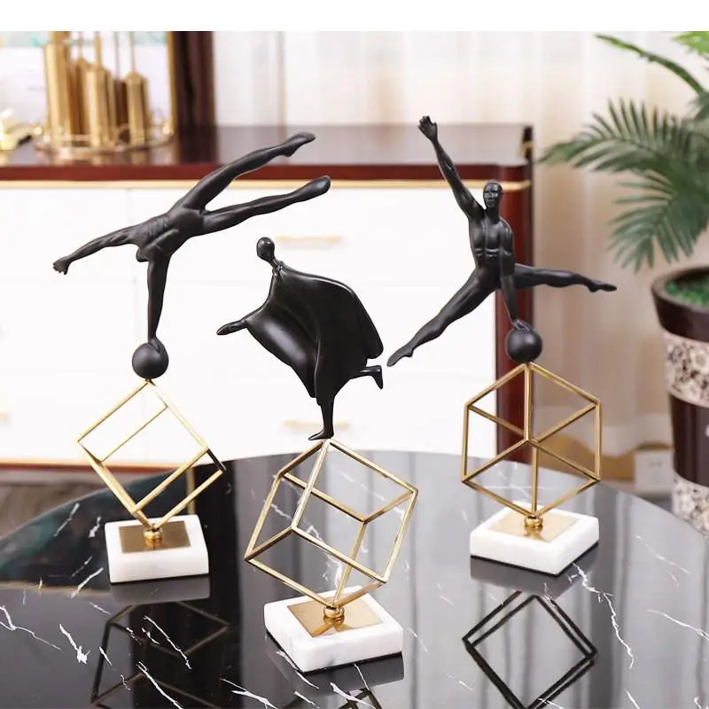 Creativity Resin Human Sculpture Golden Gymnastics Abstract Statue Body Nude Modern Home Decoration Handicraft