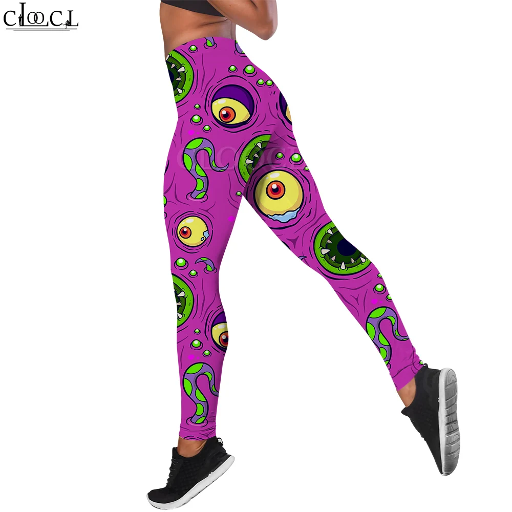 CLOOCL Leggings Seamless Well-fitting Trousers Polyester Spandex Gym Graffiti Camouflage Pattern Print Leggings Yoga Pants