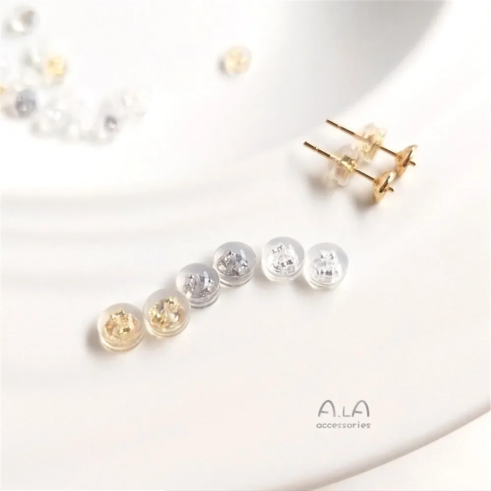 14K Gold Plated Ear cap, ear stud, ear plug, earring, anti-allergy soft silica gel, gold and silver ear accessories