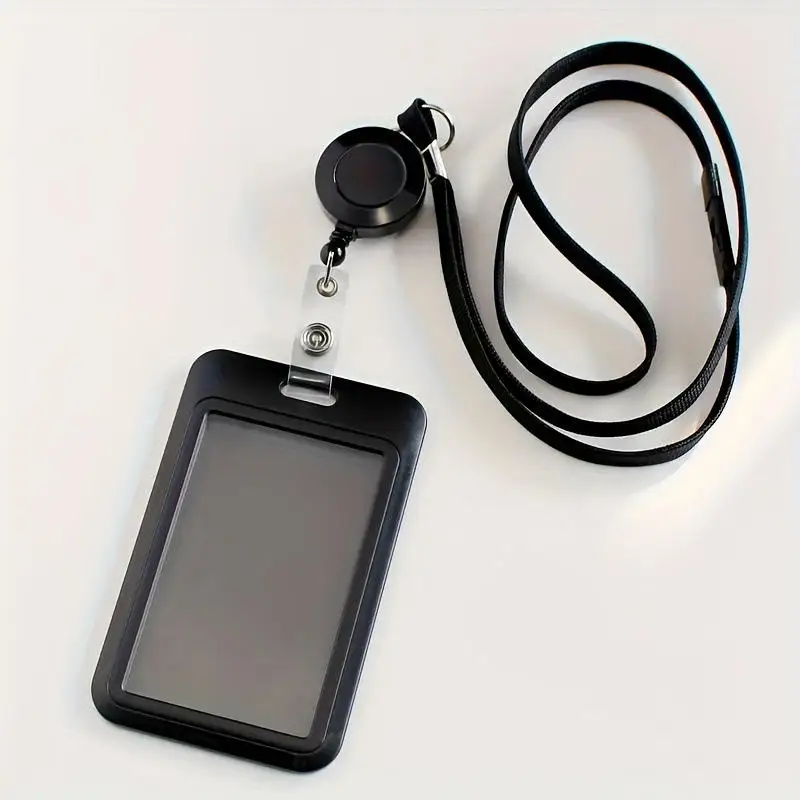 

Hot sale Black Card Holder Cases Retractable Keychain Scratch-Proof Student Office ID Bank Business Holde Key