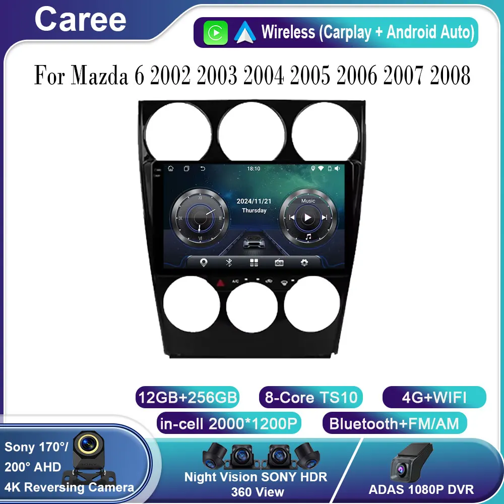 

Android 15 For Mazda 6 2002 2003 2004 2005 2006 2007 2008 Multimedia Car Player Navigation GPS Radio Carplay Navi 360 Camera RDS