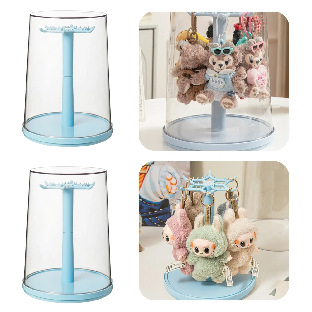 

Rotating Plush Pendant Display Box Transparent Doll Storage Box with Cover Plush Doll Display Stand Dustproof for Girl Gifts