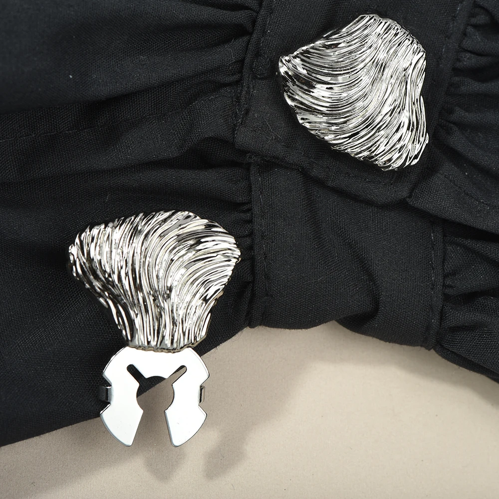 2Pcs Summer Vacation Irregular Wavy Metal Shirt Button Cover Cufflinks  Sleeve Button Women Jewelry Decoration Gift