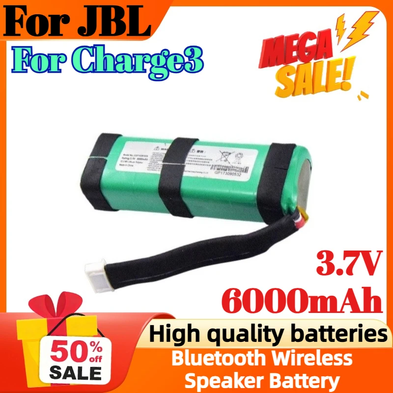 

New 3.7V 6000mAh Replacement Battery for JBL Charge3 Bluetooth Wireless Speaker Battery GSP1029102A Battery