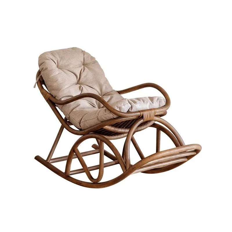 Indonesian agate rattan rocking chair, recliner, living room balcony sofa chair, single leisure chair, retro style rocking chair