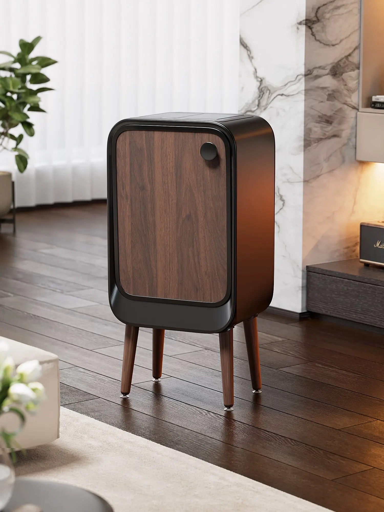 Intelligent induction trash can high value medieval style light luxury household living room bedroom kitchen high foot auto