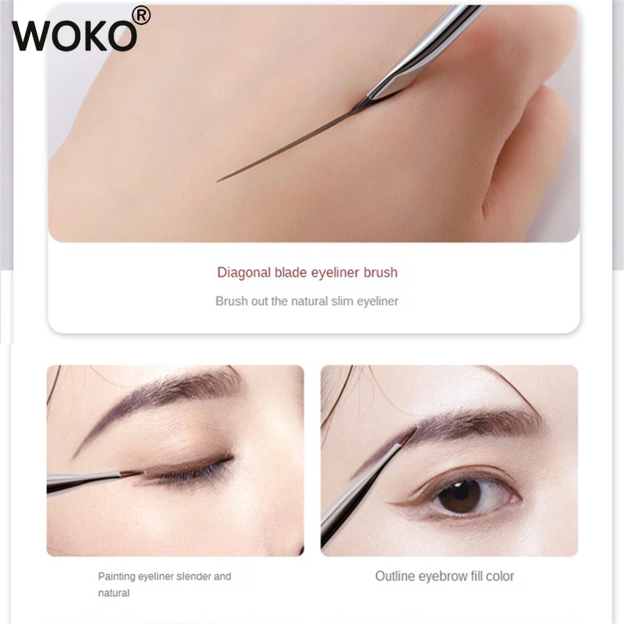 Angled Blade Eyeliner Brush Thin Eyebrow Brush Sickle Eyeliner Liquid Gel Eyeliner Brush Thin Angled Eye Liner Makeup Tool