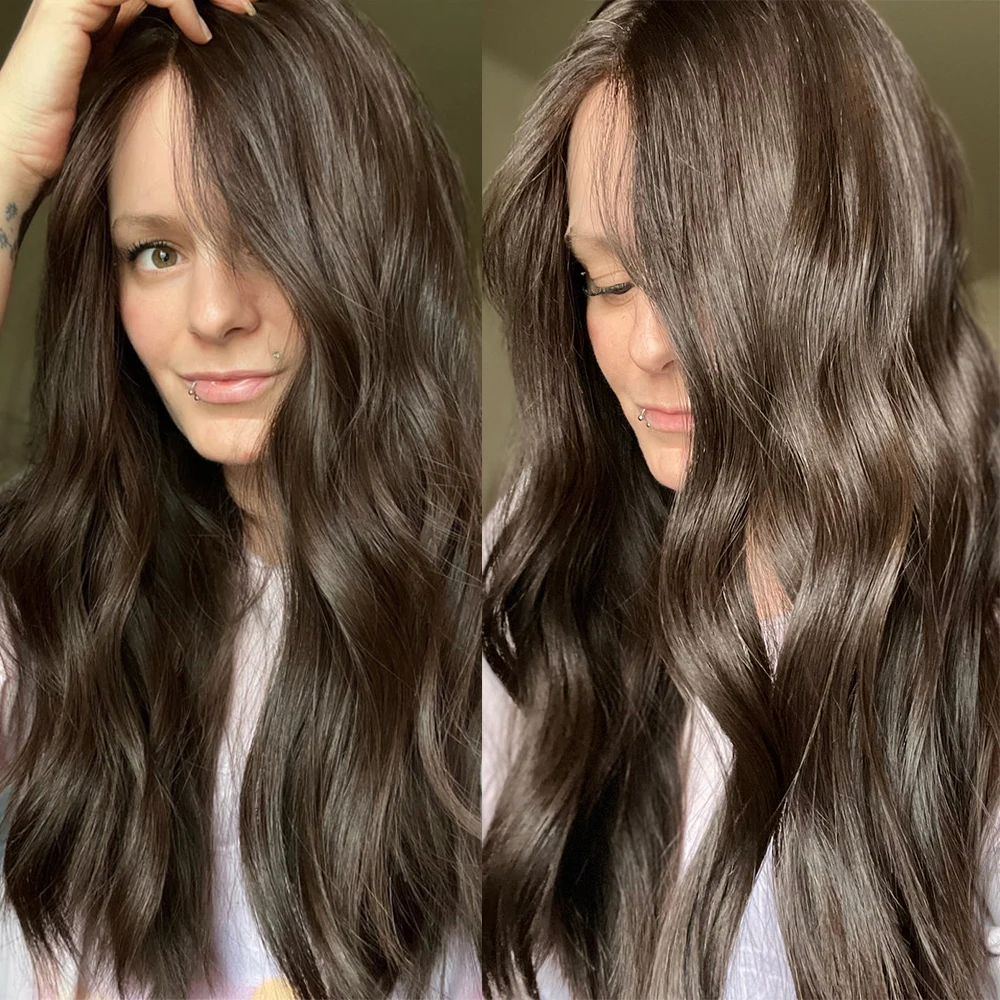 Highlight Dark Brown Full Lace Human Hair Wig Pre Plucked Long Loose Wave Glueless HD Lace Wig Brazilian Virgin Hair For Women