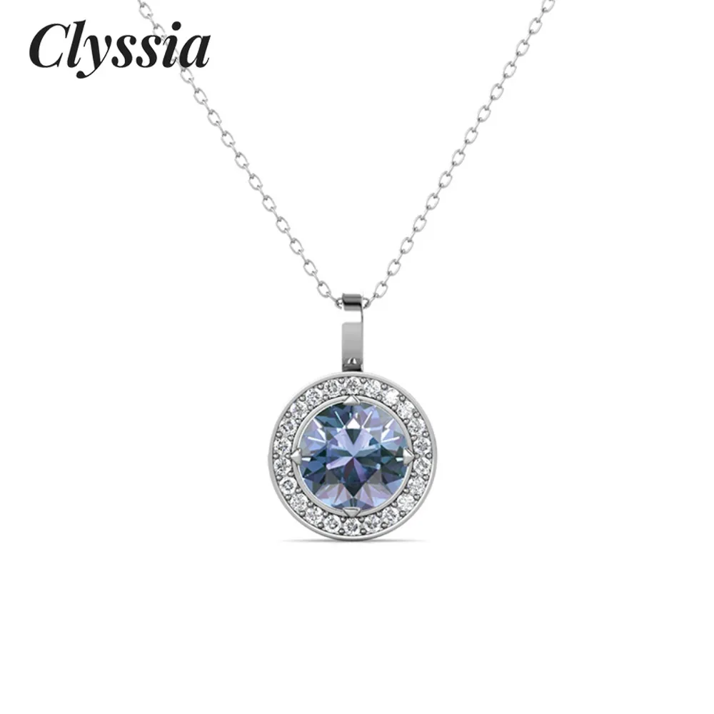 

Ожерелье CLYSSIA с александритовым изменением цвета, стерлинговое серебро 925 пробы, Halo, круглый одиночный камень, июнь, камень для рождения, александритовый подарок для нее