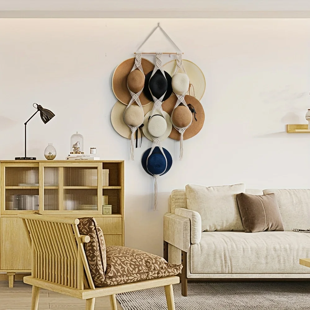 Cotton Rope Hand-woven Tapestry Room Decoration Wall Hanging Storage Hat Lanyard Nordic Style Dream Catcher