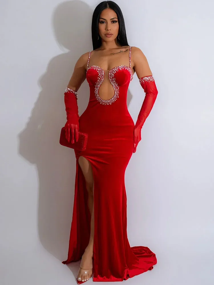 Sexy Spaghetti sangle bretelles fête robes de soirée femmes élégante soirée diamants bal sirène robes d'occasion spéciale