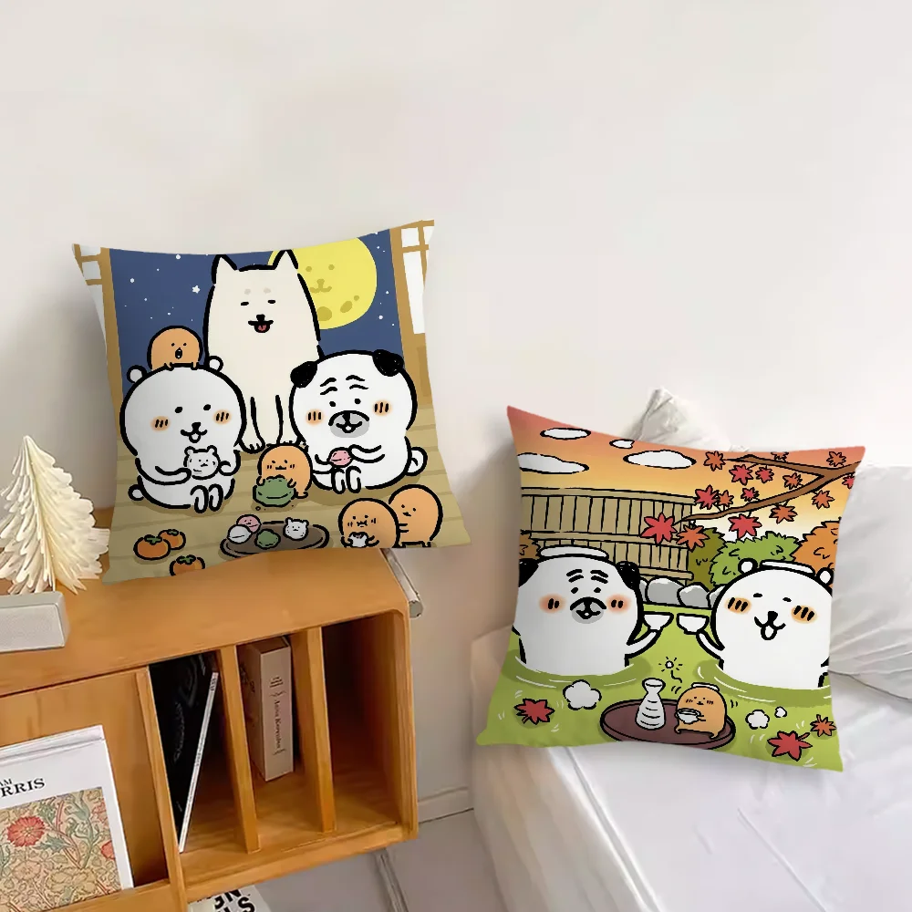 Cartoon Kawaii J-Jokes Bear Sofa Living Room Bedroom Headboard Backrest Cushion Square Cushion Nap Time Pillow Case