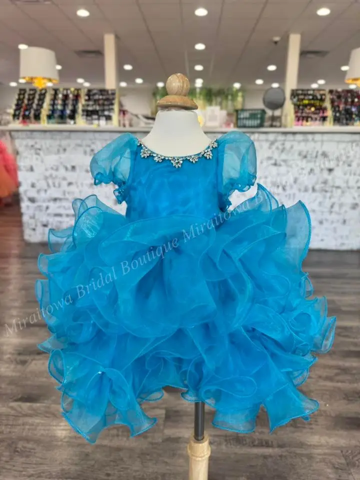 Paillettes Cupcake fille Pageant robe mancherons jaune court petit enfant anniversaire amusant mode Cocktail robe de soirée infantile enfant en bas âge Miss