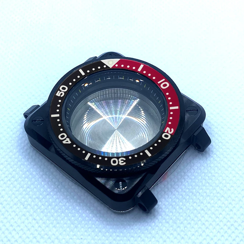 Black SKX007 Replace Watch Case Square Pilots Cockpit Case FitsNH35 NH36 Movement  SKX007 Square Pilots Cockpit Case Square Case