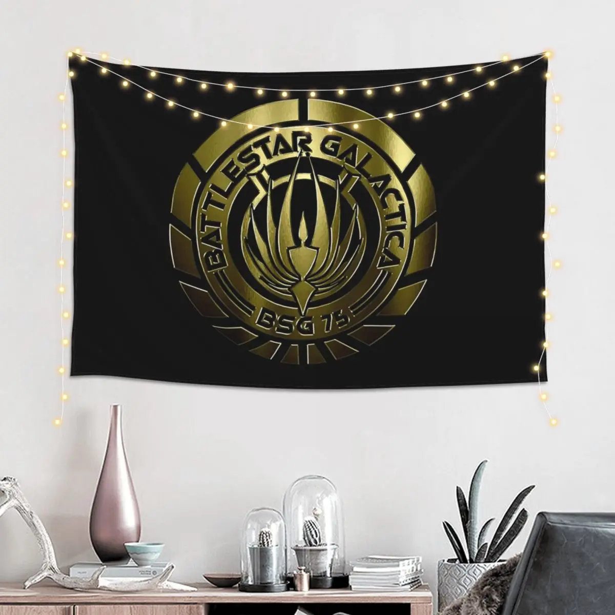 Battlestar Galactica Crest (Metal) Tapestry Funny Wall Hanging Aesthetic Home Decor Tapestries for Living Room Bedroom Dorm Room
