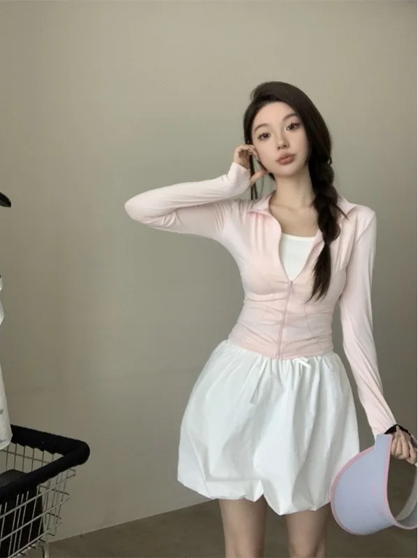 

Spring Summer 2026 Korean Style Women's Long Sleeve Sun Protection Clothes Quick Dry Slim Fit Pink Outerwear Fashionable