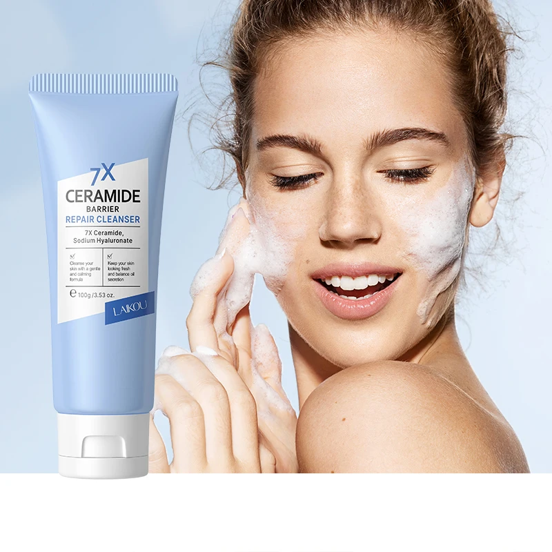 LAIKOU 7X Ceramide Barrier Repair Cleanser 100g Moisturizing Gentle No Tight Feeling Face Wash