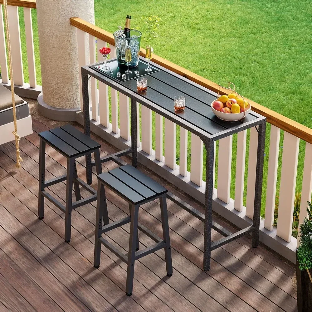 

For 55 Inch Outdoor Bar Table, Hot Tub Table, Patio Counter Bar Height Table with Weather Resistant Waterproof Top for Garden