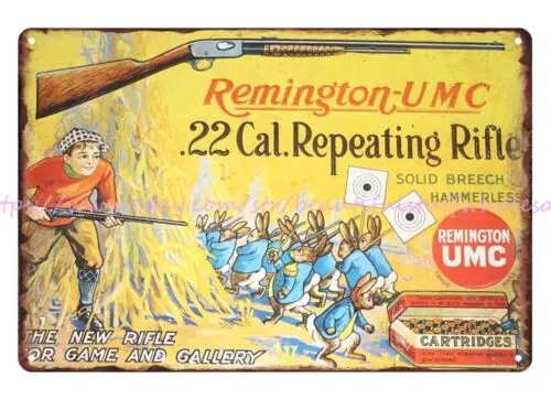 firearm ammo Remington 22 Caliber Repeating Rifle metal tin sign decorative