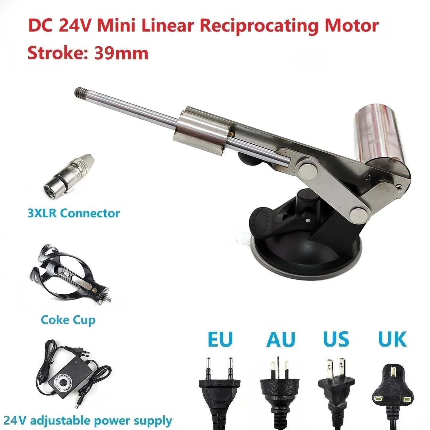 3XLR Connector 39mm Stroke Reciprocating Mechanism Motor Mini 24V Mobile Power Supply USB Charger Telescopic Linear Actuator