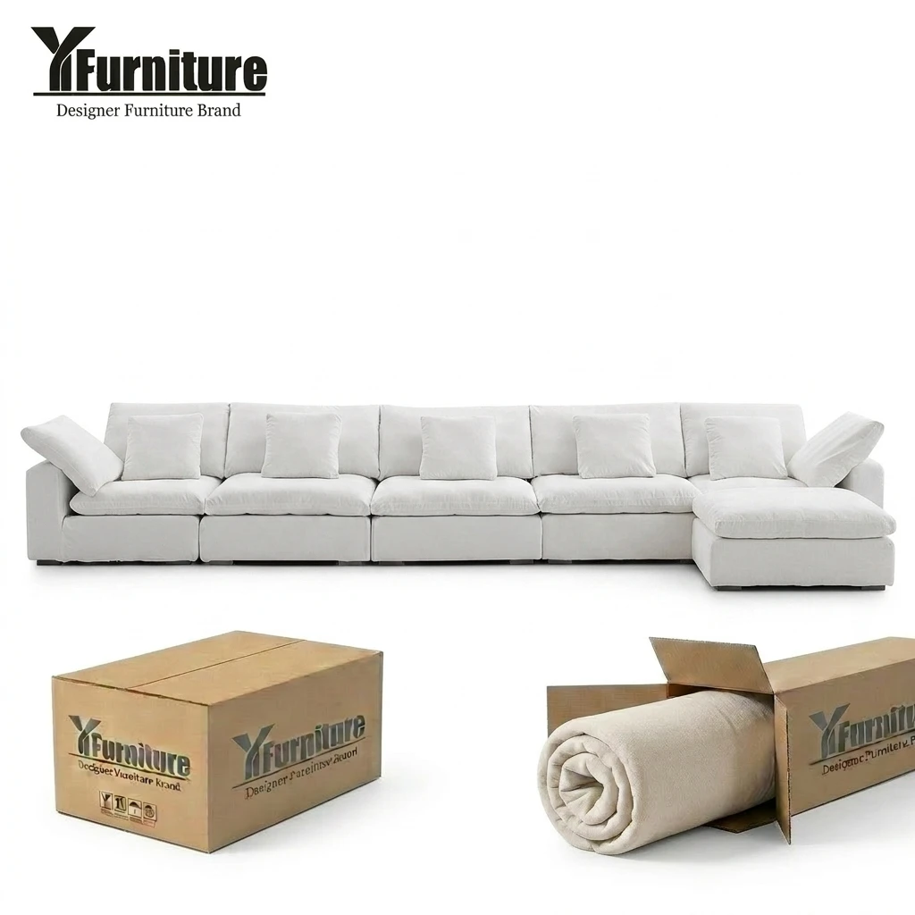 Custom Fabric L Shape Modular Cloud Sofa Vacuum Compressed Durable CE Certified Wholesale Supply