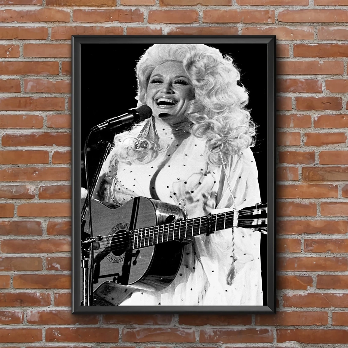 Dolly Parton on stage with guitar Photo Print Canvas Poster Wall Painting Home Decor (Unframed)